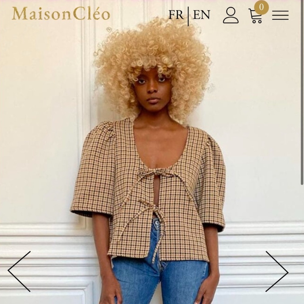 Maison Cleo Agnes Checked Cotton Blouse HANDMADE-TO-ORDER AT HOME IN FRANCE